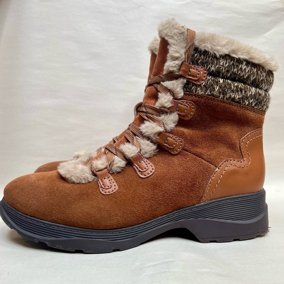 Clarks Womens Aveleigh Edge Waterproof Winter Boots Faux Fur Brown Size 10 - Picture 1 of 9